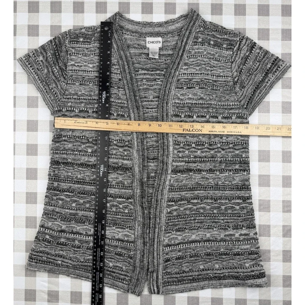 Chicos Gray Knit Cardigan Minimalist Capsule Cozy Layer Size‎ 1